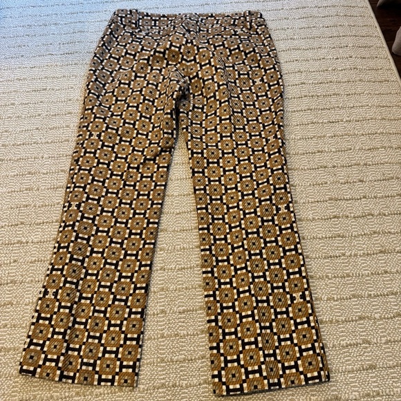 Tory Burch Brown Gold and Black Patterned Geometric Pants | Size 6 - Picture 4 of 5